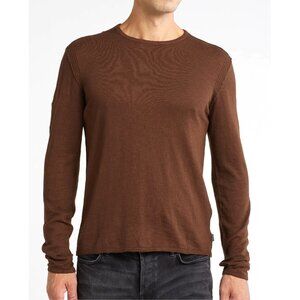 John Varvatos Collection Men's Eli Crewneck Sweater Tee Cotton Shirt Dark Brown